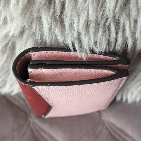 NWT Michael Kors Jet Set small Flap Card Case brandy/pink leather - Picture 5 of 6